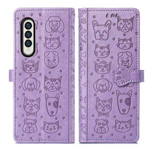 Case For Samsung Galaxy Z Fold 4 Cartoon Cute Cat Dog Leather Flip With Stand Function Galaxy Z Fold 3 Wallet Cover - 0 For Galaxy Z Fold 3 / Purple / United States Find Epic Store