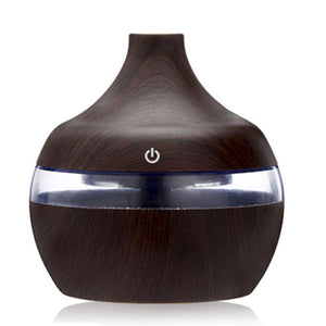 saengQ Electric Humidifier Essential Aroma Oil Diffuser Ultrasonic Wood Grain Air Humidifier USB Mini Mist Maker LED Light For - Dark wood grain Find Epic Store