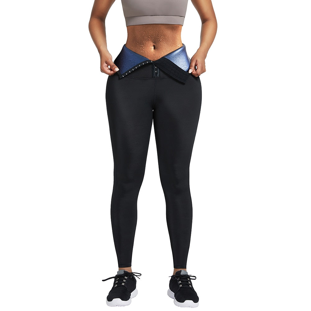 Women High Waist Neoprene Slimming Leggings Waist Trainer Sauna Sweat Tummy Control Workout Pants Fitness Shapewear With Hooks - 31205 Black / S / United States Find Epic Store