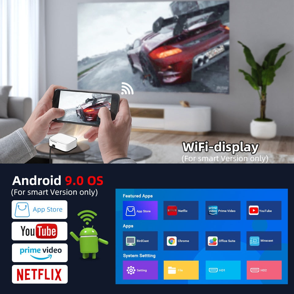 BYINTEK K45 Full HD 4K 1920x1080P LCD Smart Android 9.0 Wifi LED Video Home Theater Cinema 1080P Projector for Smartphone - 0 Find Epic Store
