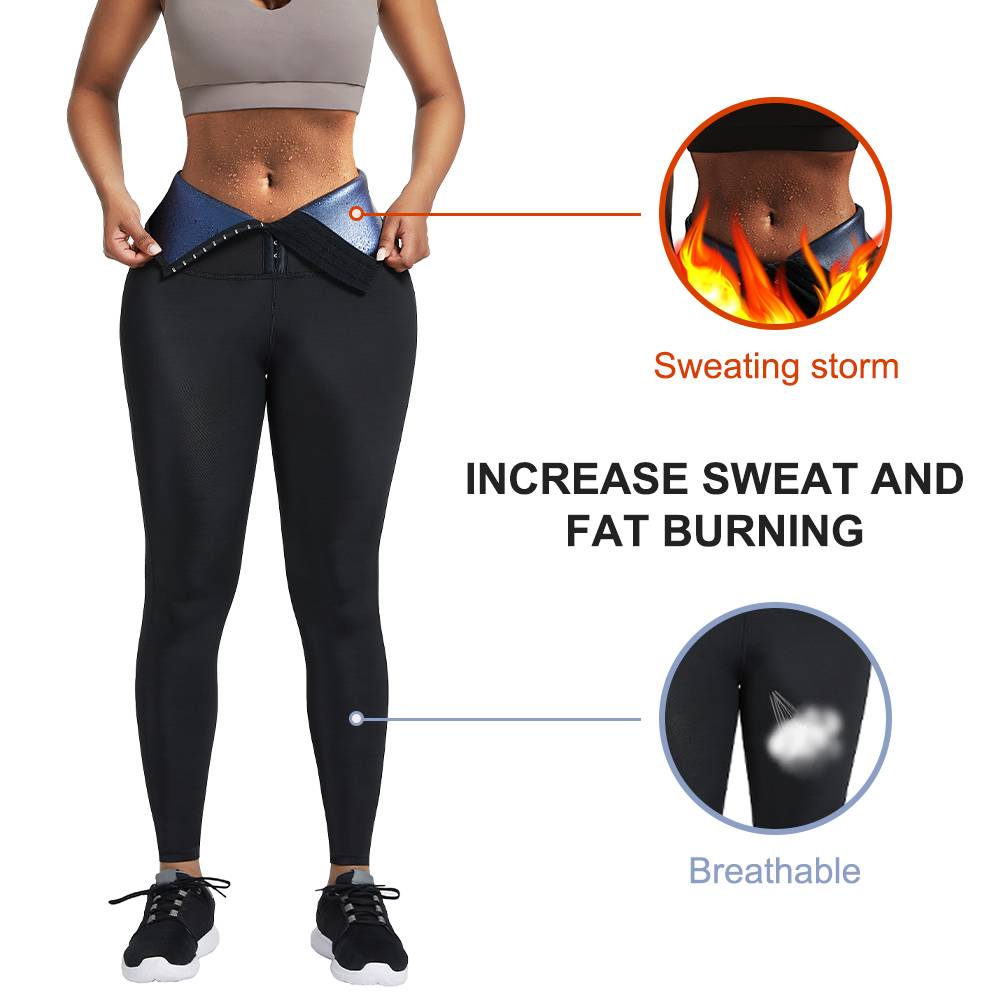 Women High Waist Neoprene Slimming Leggings Waist Trainer Sauna Sweat Tummy Control Workout Pants Fitness Shapewear With Hooks - 31205 Find Epic Store