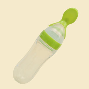 90ML Lovely Safety Infant Baby Silicone Feeding With Spoon Feeder - Green Find Epic Store