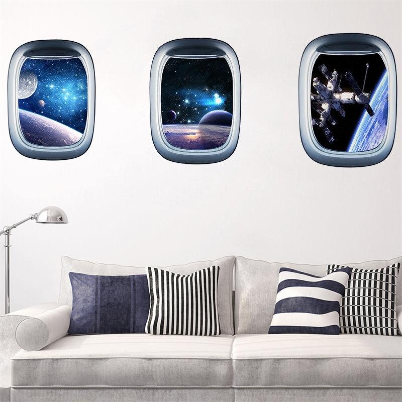 3D Space Galaxy Planets Wall Sticker Universe Star Wall Paper Waterproof Vinyl Art Mural Decal Kids Room Decoration Pegatinas - ABC / 58x43cm Find Epic Store