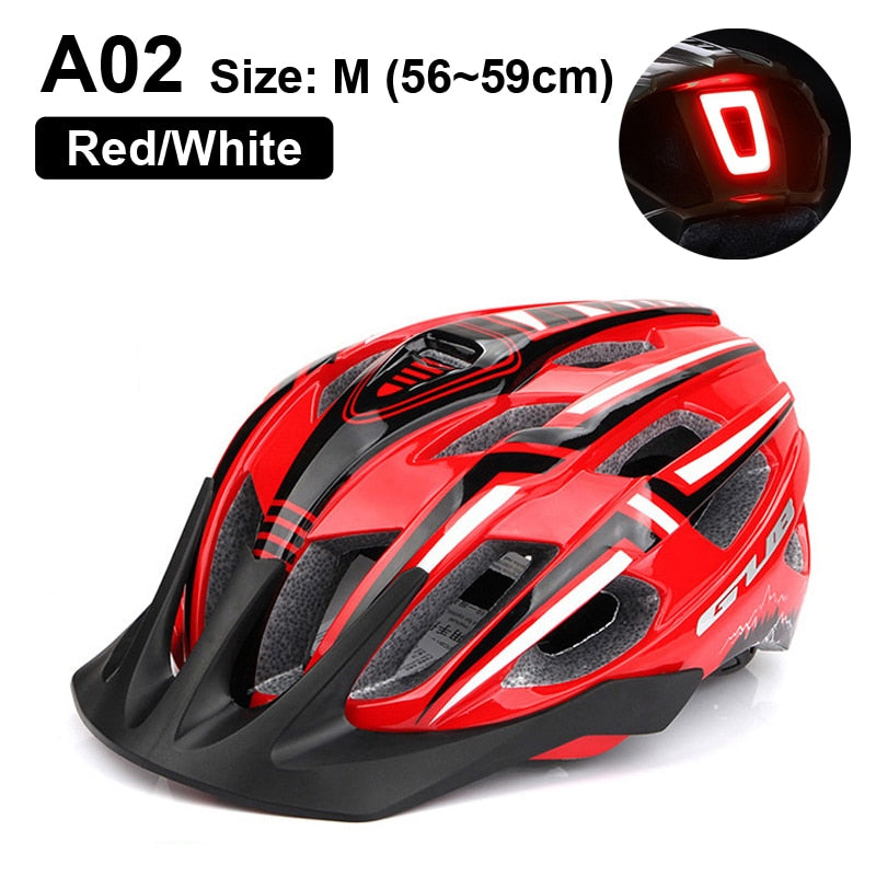 LED Light Rechargeable Cycling Mountain Road Bike Helmet - A02 Red Find Epic Store