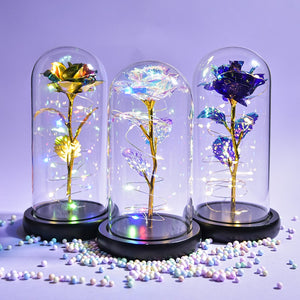 Beauty and The Beast Preserved Roses In Glass Galaxy Rose Flower LED Light Artificial Flowers Christmas Valentine Gift for Girls - Find Epic Store