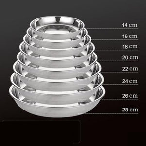 5pcs Camping 14-28cm Dia Stainless Steel Tableware Dinner Plate Food Container Salad Dessert Fruit Services Dish Tray - Find Epic Store
