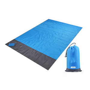 2x2.1m Waterproof Pocket Beach Blanket Folding Camping Mat Mattress Portable Lightweight Mat Outdoor Picnic Mat Sand Beach Mat - Blue / 200 x 140cm Find Epic Store