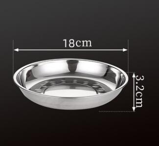 5pcs Camping 14-28cm Dia Stainless Steel Tableware Dinner Plate Food Container Salad Dessert Fruit Services Dish Tray - 18CM 5PCS Find Epic Store