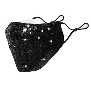Scarf Women Sequin Face Mask - Black Find Epic Store