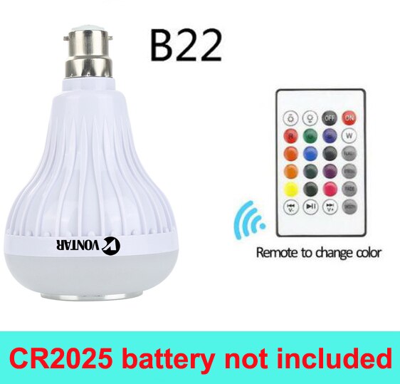 Wireless Bluetooth Speaker+12W RGB Bulb LED Lamp with Remote Control - B22 without battery Find Epic Store