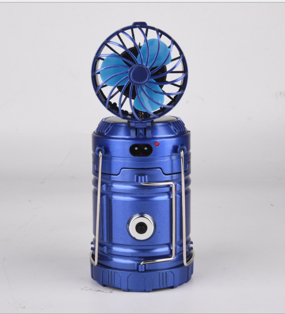 6 in 1 Portable Outdoor LED Camping Lantern With Fan - blue-eu plug Find Epic Store