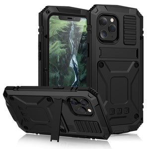 Full-Body Rugged Armor Shockproof Protective Case for iPhone 12 Pro Max 11 Pro XS Max XR X Mini Kickstand Aluminum Metal Cover - For iPhone X / Black / United States Find Epic Store