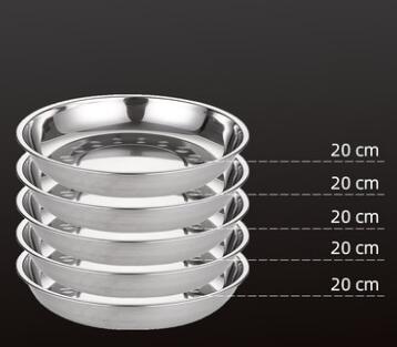5pcs Camping 14-28cm Dia Stainless Steel Tableware Dinner Plate Food Container Salad Dessert Fruit Services Dish Tray - 20CM 5PCS Find Epic Store