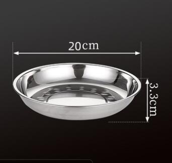 5pcs Camping 14-28cm Dia Stainless Steel Tableware Dinner Plate Food Container Salad Dessert Fruit Services Dish Tray - 20CM 1PC Find Epic Store