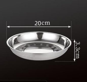 5pcs Camping 14-28cm Dia Stainless Steel Tableware Dinner Plate Food Container Salad Dessert Fruit Services Dish Tray - 20CM 1PC Find Epic Store