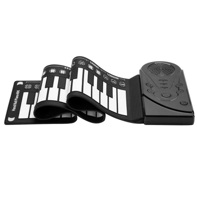 Portable 49-Key Flexible Silicone Roll Up Piano Folding Electronic Keyboard Flexible Silicone Electronic Roll Up Piano - black Find Epic Store