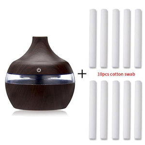 saengQ Electric Humidifier Essential Aroma Oil Diffuser Ultrasonic Wood Grain Air Humidifier USB Mini Mist Maker LED Light For - Dark wood grain-10 Find Epic Store