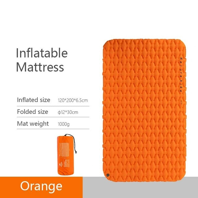 Naturehike double person 2 man camping mat air mattress nature hike sleeping pad tent bed with air bag lightweight &portable - Orange Find Epic Store