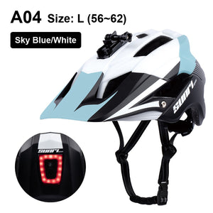 LED Light Rechargeable Cycling Mountain Road Bike Helmet - A04 Sky Blue Find Epic Store