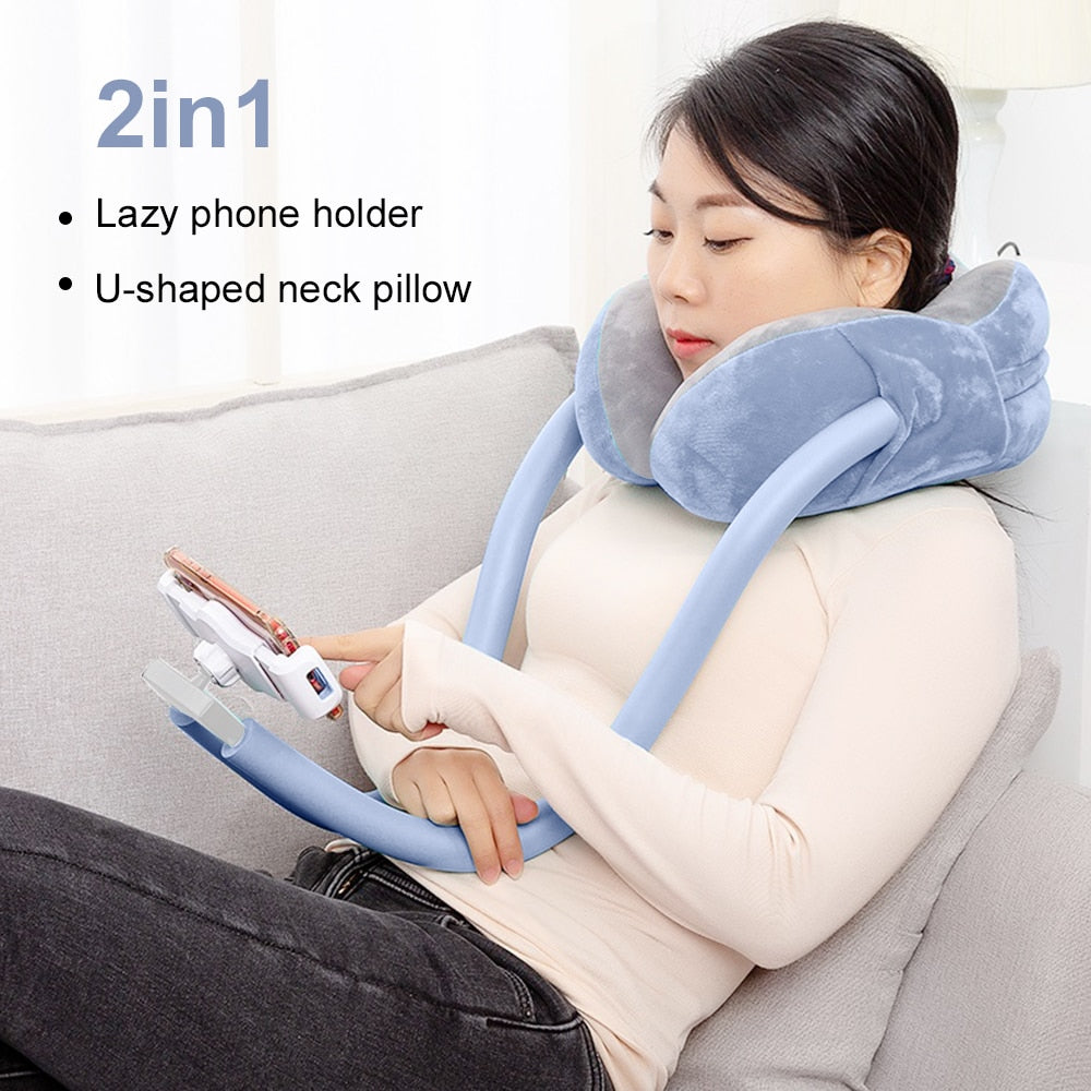 2-in-1 U-Shaped Neck Pillow With Gooseneck Tablet Phone Holder - Find Epic Store