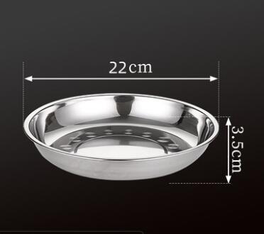 5pcs Camping 14-28cm Dia Stainless Steel Tableware Dinner Plate Food Container Salad Dessert Fruit Services Dish Tray - 22CM 5PCS Find Epic Store