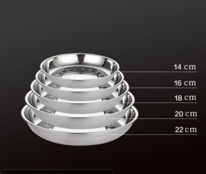 5pcs Camping 14-28cm Dia Stainless Steel Tableware Dinner Plate Food Container Salad Dessert Fruit Services Dish Tray - MIX 5PCS Find Epic Store