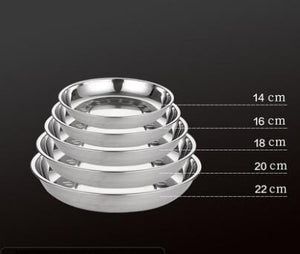 5pcs Camping 14-28cm Dia Stainless Steel Tableware Dinner Plate Food Container Salad Dessert Fruit Services Dish Tray - MIX 5PCS Find Epic Store