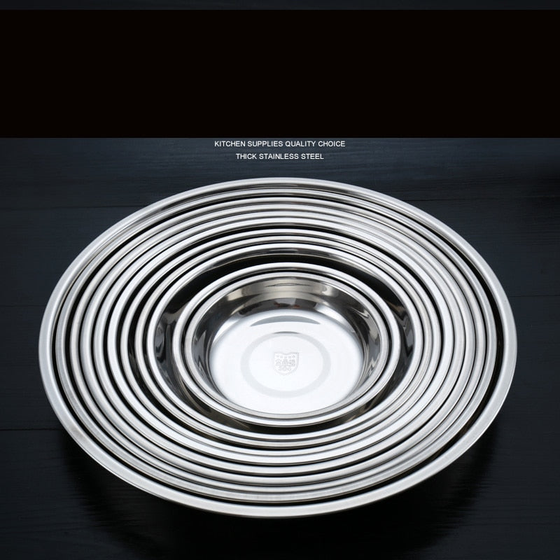 5pcs Camping 14-28cm Dia Stainless Steel Tableware Dinner Plate Food Container Salad Dessert Fruit Services Dish Tray - Find Epic Store