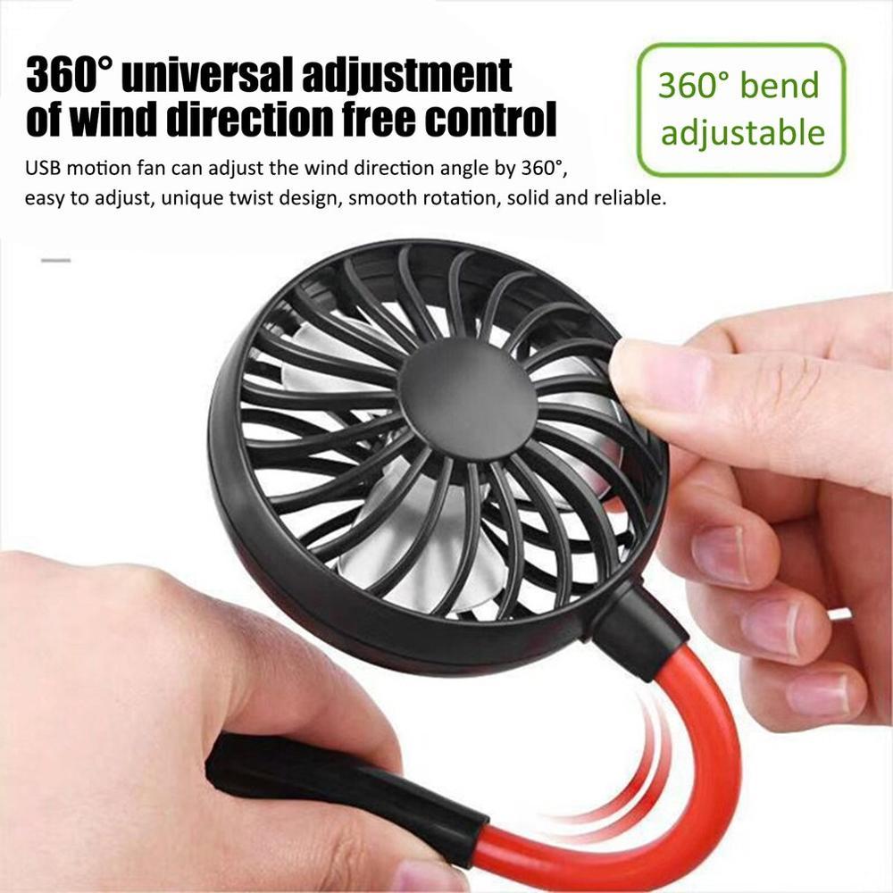 Neck Band Fan Portable Mini Double Wind Head Neckband Fan with USB Rechargeable Air Cooler for Traveling Outdoor Office Portable - Find Epic Store