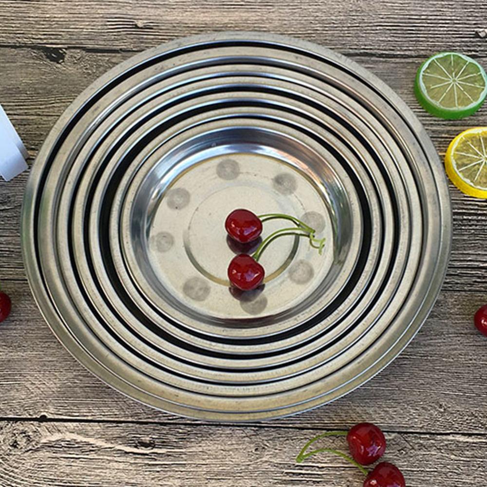 5pcs Camping 14-28cm Dia Stainless Steel Tableware Dinner Plate Food Container Salad Dessert Fruit Services Dish Tray - Find Epic Store