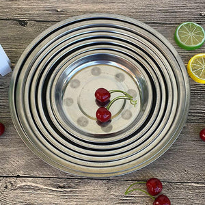 5pcs Camping 14-28cm Dia Stainless Steel Tableware Dinner Plate Food Container Salad Dessert Fruit Services Dish Tray - Find Epic Store