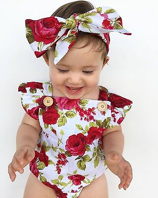 2pcs Baby Girls Clothes Jumpsuit Romper+Headband - Find Epic Store