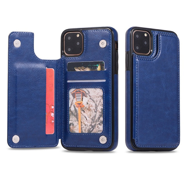 Wallet Phone Cases for iPhone 11 Pro Max 6S 6 7 8 Plus XS Max XR Case Cover Retro Flip Leather Phone Case for Iphone 7 Case Capa - Blue / For iPhone 6 6s Find Epic Store