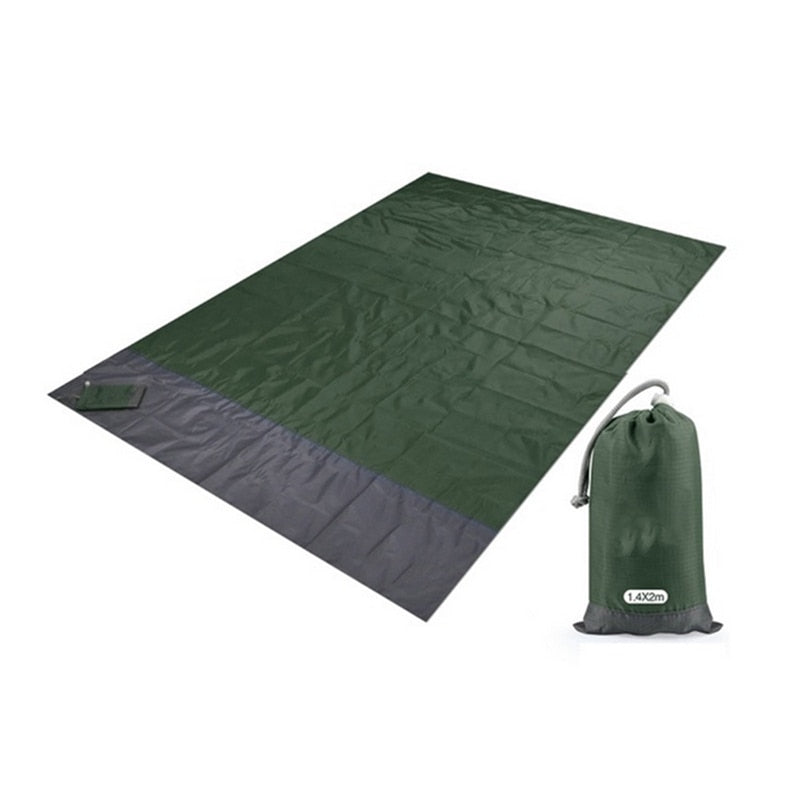 2x2.1m Waterproof Pocket Beach Blanket Folding Camping Mat Mattress Portable Lightweight Mat Outdoor Picnic Mat Sand Beach Mat - Green / 200 x 140cm Find Epic Store