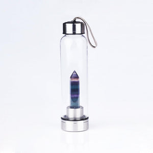 Natural Quartz Gemstone Glass Water Bottle - muticolor Find Epic Store