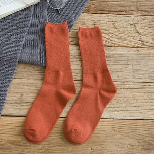 Autumn new women's Harajuku retro colorful high quality fashion cotton color casual socks - Coral Red / 36-40 Find Epic Store