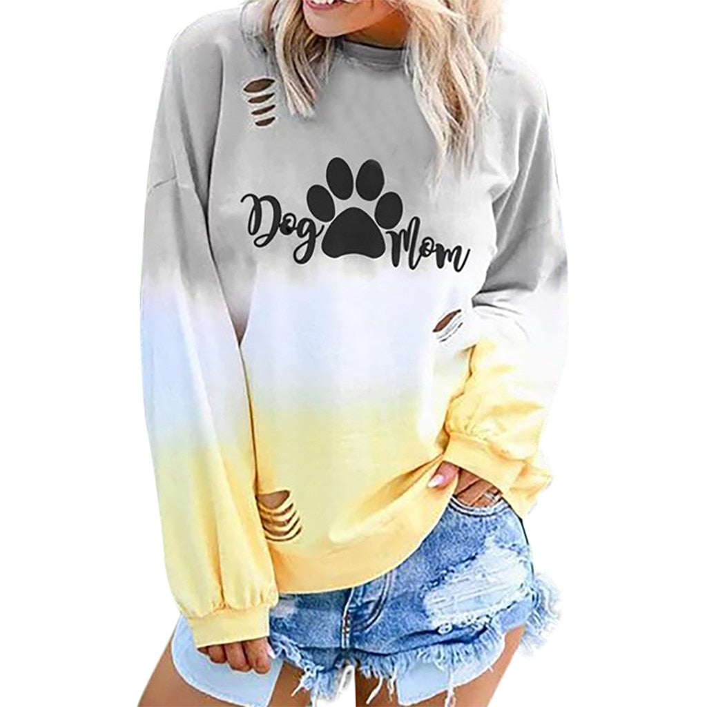 Oversized Dog - Mom Long Sleeve Print Sweatshirt - Find Epic Store