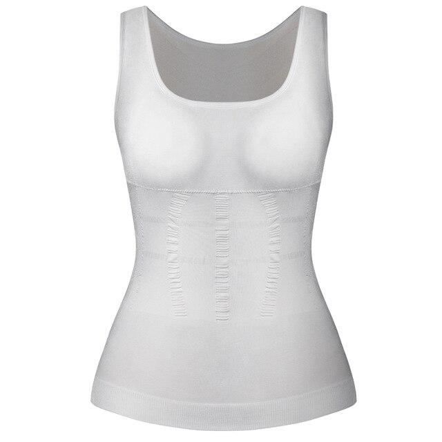 Women Padded Shapewear Camisole Body Shaper Compression Shirt With Pads Waist Trainer Tummy Slimming Tank Tops Seamless Corset - White / M / United States Find Epic Store