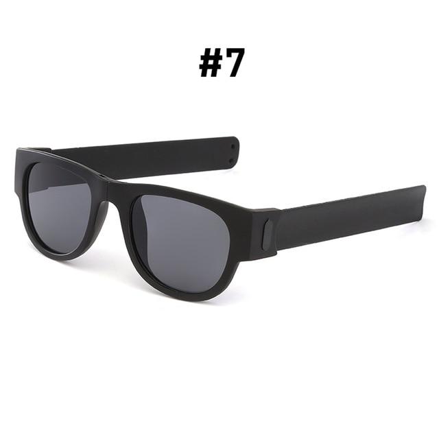 Fancy Slap Wristband Sunglasses Folding Bracelet - Slap Sunglasses 7 Black UV400 / WITH BOX Find Epic Store