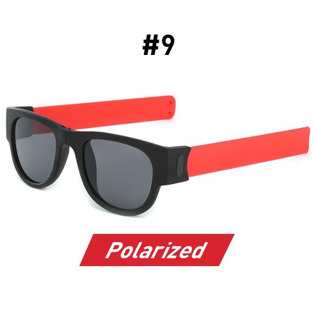 Fancy Slap Wristband Sunglasses Folding Bracelet - Slap Sunglasses 9 Red Polarized / WITH BOX Find Epic Store