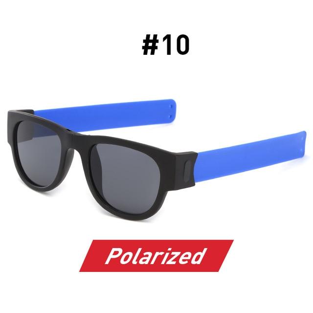 Fancy Slap Wristband Sunglasses Folding Bracelet - Slap Sunglasses 10 Blue Polarized / WITH BOX Find Epic Store
