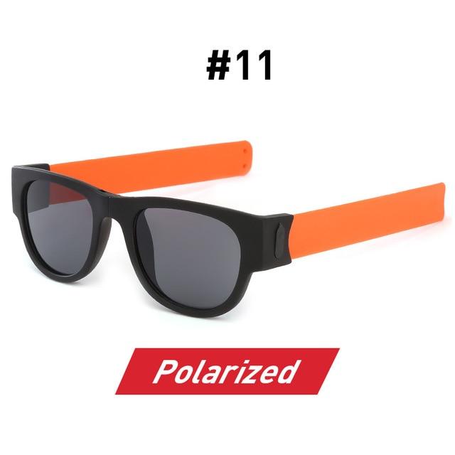Fancy Slap Wristband Sunglasses Folding Bracelet - Slap Sunglasses 11 Orange Polarized / WITH BOX Find Epic Store