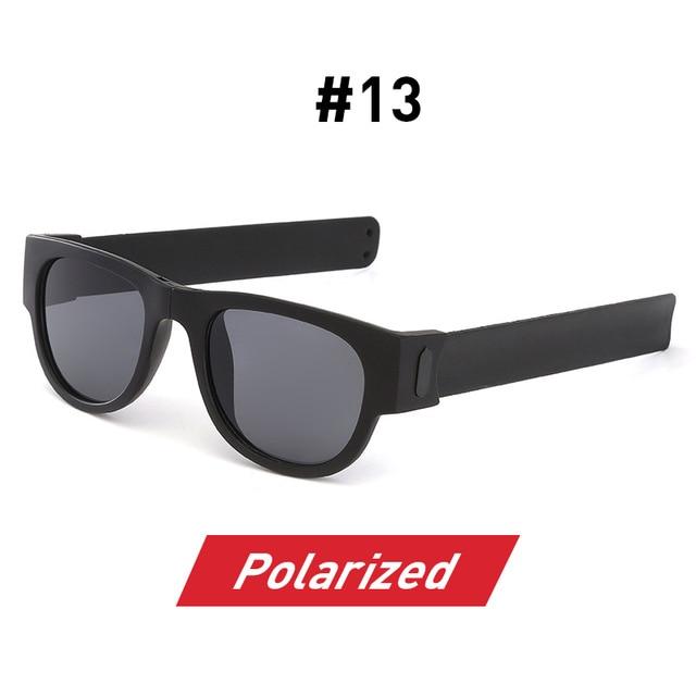 Fancy Slap Wristband Sunglasses Folding Bracelet - Slap Sunglasses 13 Black Polarized / WITH BOX Find Epic Store