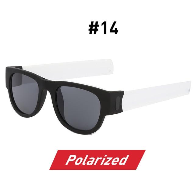 Fancy Slap Wristband Sunglasses Folding Bracelet - Slap Sunglasses 14 White Polarized / WITH BOX Find Epic Store