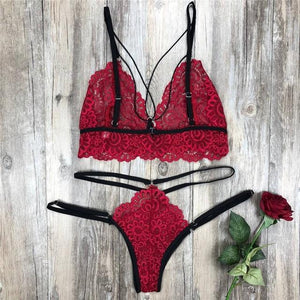 Women's Sexy Lingerie Sexy Bra Set Quality Polyester Lace Lingerie Set Babydoll Comfortable and Breathable Underwear Set - Bras Wine Red / S Find Epic Store