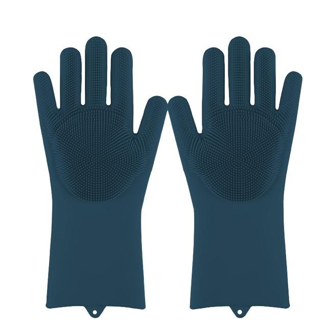 Magic Silicone Multi Purpose Washing 1Pair Gloves - Gloves Deep Blue / China Find Epic Store