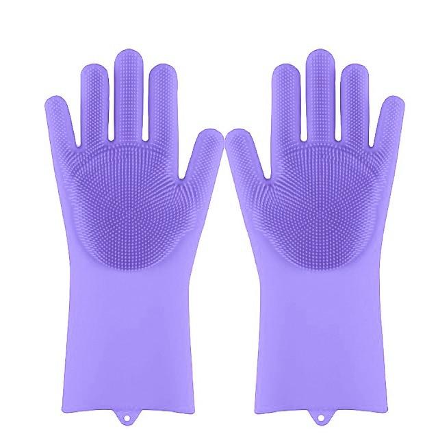 Magic Silicone Multi Purpose Washing 1Pair Gloves - Gloves Light Purple / China Find Epic Store
