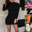 Imcute Women Turtleneck Knitted Bodycon Long Sleeve Mini Dress - Find Epic Store