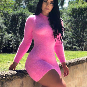 Imcute Women Turtleneck Knitted Bodycon Long Sleeve Mini Dress - Find Epic Store