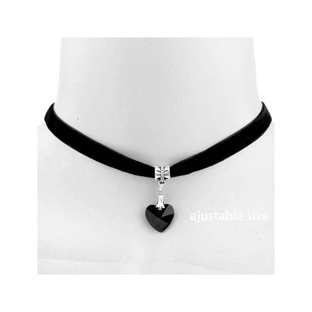 Gothic Leather Heart Collar Necklaces - Black Heart / 40cm adjustable Find Epic Store